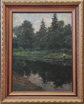 "Серый прудик". Корыгин Константин Николаевич. 1934 год. Холст на подрамнике, масло. 
Размеры 