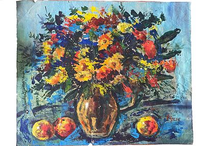 "Краски". Неизвестный художник. . Бумага, масло. 
Размеры: 50 х 41 см. 
Подпись: "tyrsa" 