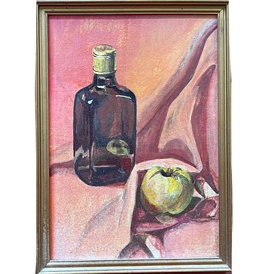 "Натюрморт". Неизвестный художник. Картон, темпера. 
Размеры: 33.5 х 23.5 см. С багетом: 36 х 