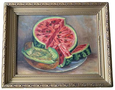 "Приятного аппетита". Чмель Н.Е. 1957 год. Масло, картон. На обороте дарственная надпись 