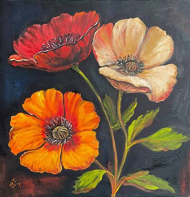 "Маки". Наталия Осадчук. Холст на подрамнике, масло. 
Размеры: 40 х 40 см. 
Наталия Осадчук - 