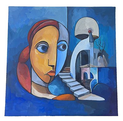 "Белла". В.Ляшов. 2024 год. Холст на подрамнике, темпера. 
Размеры: 40 х 40 см. 
Состояние: 