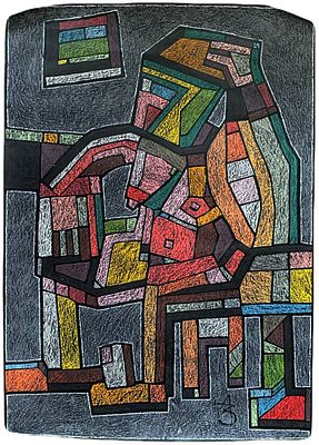 "Нюра". Забиронин Андрей Николаевич. 2010-е годы. Бумага, смешанная техника. В правом нижнем 