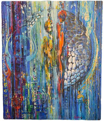 D.YAKOBI. "Единение". . Холст на картоне, акрил. 
Размер: 70 х 50 см. 
D.Yakobi - работы в стиле 