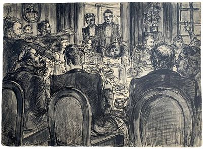 Иллюстрация к роману "Евгений Онегин". Николай Петрович Полянский. Ок. 1953 года. Бумага, тушь. 