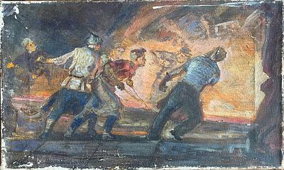 "Комсомольский прокат". И.Бевзенко. Холст на подрамнике, масло. 
Размеры: 50 х 30 см. 