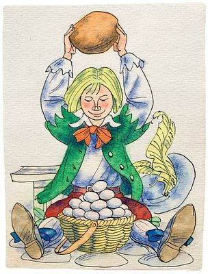 Иллюстрация к сказке "Жан Дуралей". Сафиулин Харяс Абдулкадерович . 1980-1990-е годы. . Бумага 