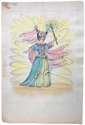 Иллюстрация к сказке Ш. Перро "Золушка". Сафиулин Харяс Абдулкадерович. 1980-1990-е годы. . Бумаг 