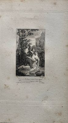 Офорт "Злословие". Бумага Верже. 
Размеры: 20 х 11.5 см. 
Автор оригинала - Dugourc 
Гравер - 