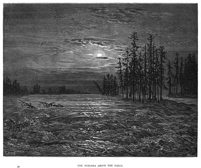 Ксилография "Ниагара над водопадами". Гюстав Доре. Иллюстрация к роману &laquo;Атала&raquo; Франсуа-Рене де 