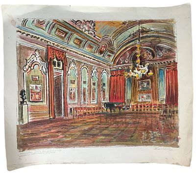 [Серия Большой театр] Э. Бернштейн "Боковое фойе Большого театра". 1987 год. Цветная 