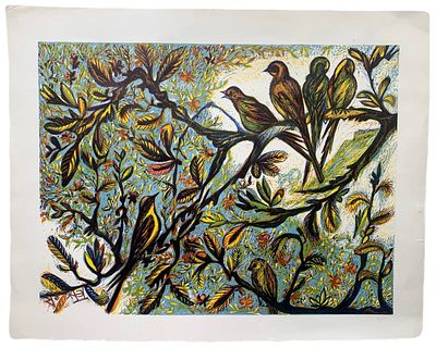 Цветная линогравюра "Райский сад". Н.А. Ежов. 1970-1980 годы. . Размер: 54 х 43 см. 
Николай 