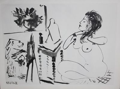 Двухсторонняя гелиогравюра "Рисунок III от 23.1.54./Рисунок от 23.1.54. IV". Пабло Пикассо. . 1-я 