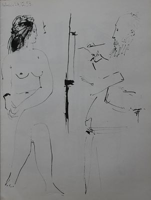 Двухсторонняя гелиогравюра "Рисунок IV от 24.12.53/Рисунок V от 24.12.53". Пабло Пикассо. . 1-я 