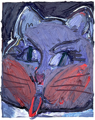 "Кошка и молоко". Сева Бойцов. . Холст на подрамнике, масло 
Размеры: 30 х 40 см. 
ОБРАЗОВАНИЕ 