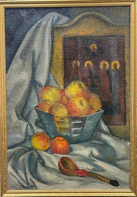 "Натюрморт с яблоками". В.Бугров. Холст на подрамнике, масло. 
Размеры: 78 х 54 см. 
Состояние: 