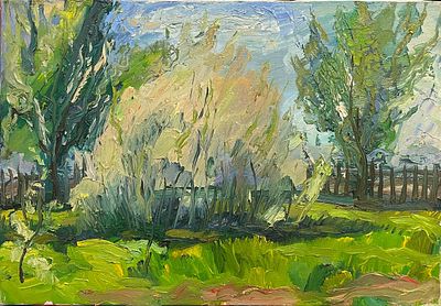 "Краски лета". В.Бугров. Холст на подрамнике, масло. 
Размеры: 55 х 39 см. 
Состояние: следы 