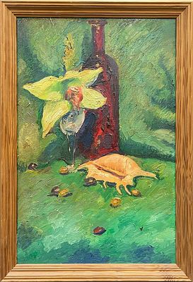 "Натюрморт с ракушкой". В.Бугров. Холст на подрамнике, масло. 
Размеры: 61 х 42 см. 
Состояние: 