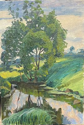 "Гармония". В.Бугров. Картон, масло. 
Размеры: 49.5 х 34.5 см. 
Состояние: следы времени. 
ИН-146.