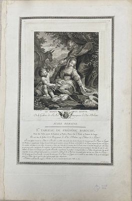 Гравюра "Отдых в Египте". F.Barocbe - автор оригинала. 
Антуан Борель - автор рисунка. 