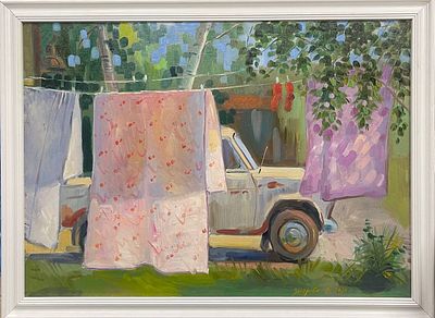 "Лето в пеленках". Захарова Дария. Холст на подрамнике, масло. 
Размеры: 50 х 70 см. 
Захарова 