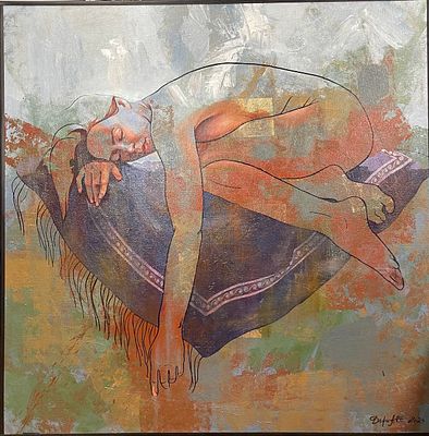 "Пустота". Захарова Дария. Холст на подрамнике, масло, акрил. 
Размеры: 100 х 100 см. 
Захарова 