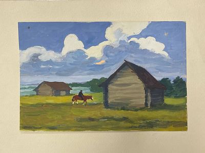 "К вечеру". М.А.Андреев. Бумага, акварель. 
Размеры: 25 х 19 см. 
Мануил Андреевич Андреев 