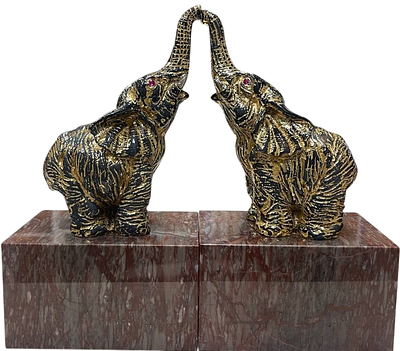 Букенды "Золотые слоны". Креноид, фианиты, ювелирная латунь, никель, никель, серебро, золото. 