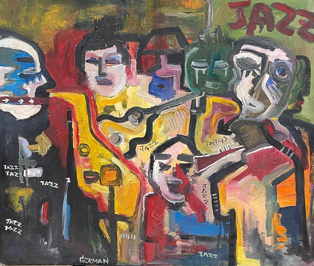 "Джаз". Николай Евгеньевич Герман. Холст на картоне, масло. 
Размеры: 70 х 60 см. 
Николай 