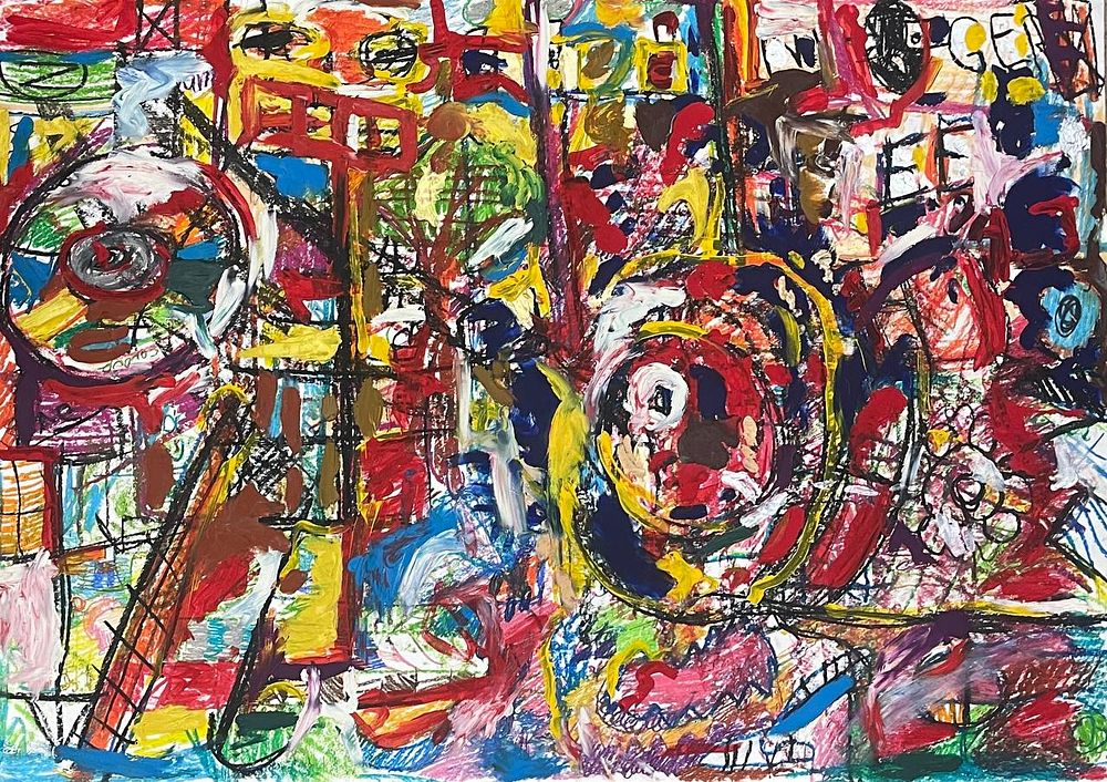 "Жизнь-сплошной аттракцион". Николай Евгеньевич Герман. Бумага, пастель, смешанная техника. 