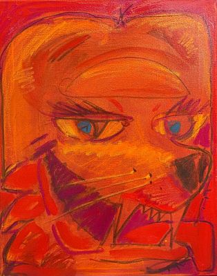 "Огненный пес". Сева Бойцов. Холст на подрамнике, масло 
Размеры: 50 х 40 см. 
ОБРАЗОВАНИЕ 
