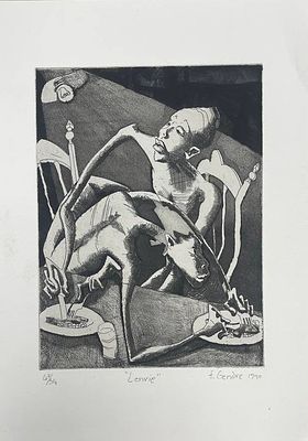 Офорт "У соседа вкуснее...". F.Gendre. 1990 год. Размеры: 29.5 х 21 см. 
Состояние: следы 