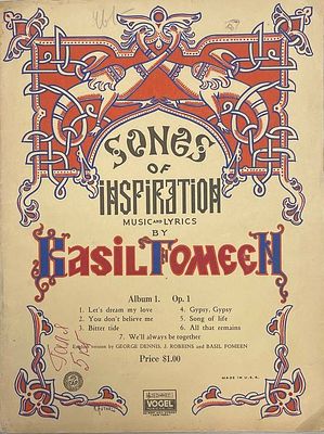 [Ноты. Автограф Василия Фомина] Песни настроения. Музыка и слова Василия Фомина. 1940 год. Нью-Й 