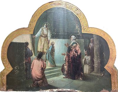 [Алтарная часть] Введение во храм Пресвятой Богородицы. 
. Дерево, левкас, темпера. 
Размеры: 82 