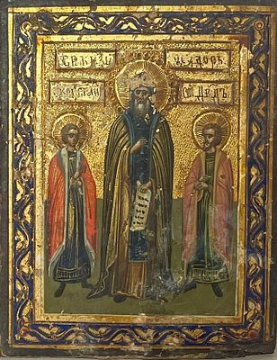 [Паломническая икона] Благоверные князья Феодор Смоленский и чад его Давид и Константин. Рубеж 