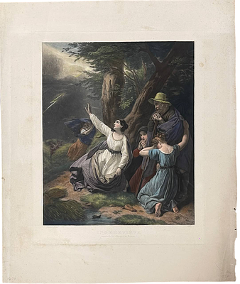 Офорт "Святая Женевьева заклинает небеса спасти урожай/S.te Genevieve conjurant le Ciel 