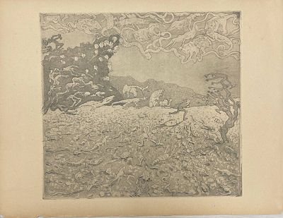 Офорт из серии "Впечатления от "Фауста" Вальпургиева ночь". Оскар Ласке/Оskar Laske. Первая 