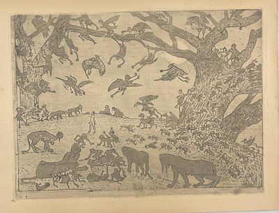 Офорт из серии "Впечатления от "Фауста" Фарсальские поля". Оскар Ласке/Оskar Laske. Первая 