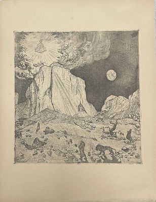 Офорт из серии "Впечатления от "Фауста" Анахорет". Оскар Ласке/Оskar Laske. Первая половина ХХ века.