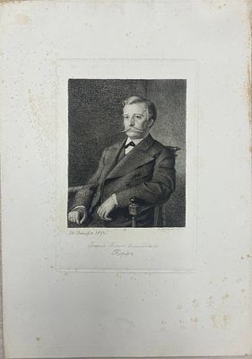 Офорт "Барон Павел Леопольдович Корф". Виктор Алексеевич Бобров. 1875 год. Размеры: 45 х 31.5 