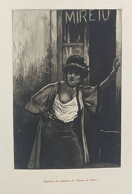 Офорт "&Eacute;tudes de Filles". Алмери Лобель-Рише/Lobel-Riche. 1910 год. Акватинта. 
Размеры: 34 х 