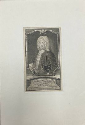 Гравюра "Иоганн Кристоф Готтшед". XVIII век. Бумага Верже. 
Размеры: 19.5 х 12 см. С паспарту: 