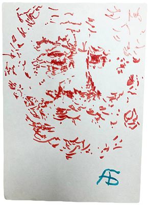 "Старче". Бух Арон Эфроимович. 1990-2000-е года. . Бумага, фломастер. 
Размеры: 28,5 х 20,2 см. 