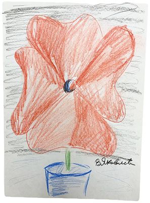 "Мак". Яковлев Владимир Игоревич. 1980-1990 годы. Бумага, цветные карандаши. 
Размеры: 28 х 20 