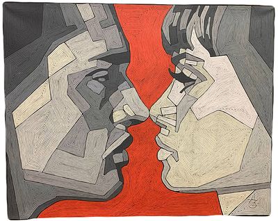 "С первого взгляда". Забиронин Андрей Николаевич. 2000-е года. Холст, масло. В правом нижнем 