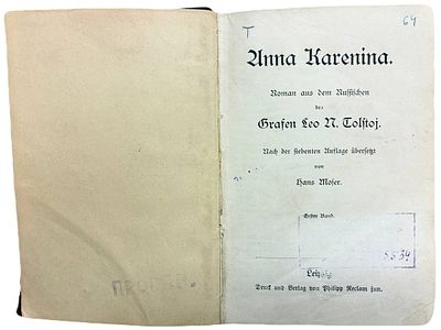 [На немецком языке] "Anna Karenina" roman aus dem Russischen des Grafen Leo N. Tolstoj/ "Анна 