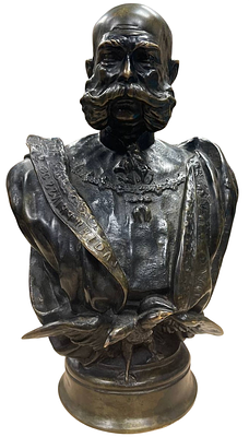 Бронзовый бюст "Франца Иосифа I. Императора Австро-Венгрии". Hans Schwathe. 1898 год. Бронза 