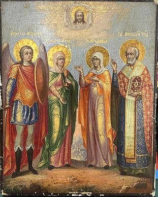 Икона "Архангел Михаил с избранными святыми Мария Магдалина, Мученица София, Николай 