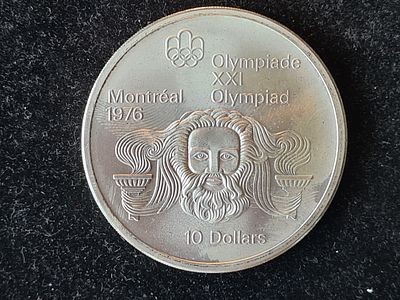 Монета Канада - 10 долларов 1974 года "Олимпийские Игры, Храм Зевса". Серебро 925 пр. Вес 48.6 гр. 