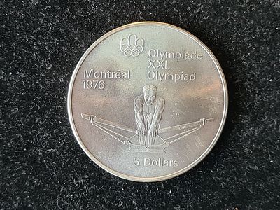 Монета Канада - 5 долларов 1974 года "Олимпийские Игры, Гребля". Серебро 925 пр. Вес 24.3 гр. Мо 